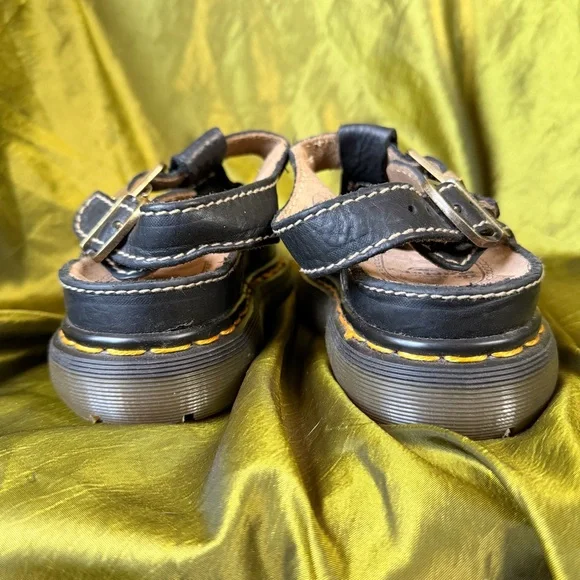 Vintage Dr. Martens Black Leather Platform Fisherman Sandals Made In England - Picture 4 of 10
